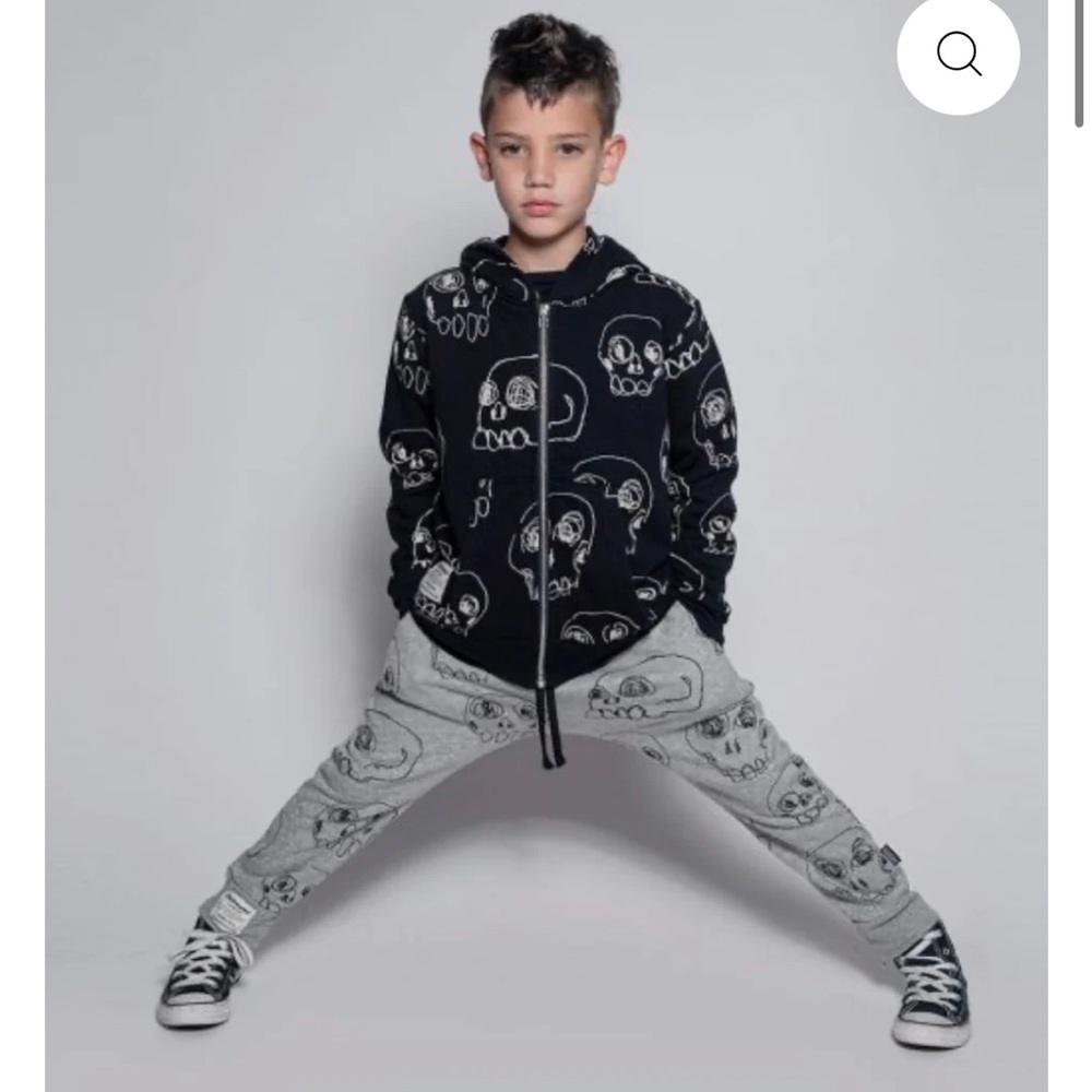 nununu Black and Gray Skull Sweatpants UNISEX